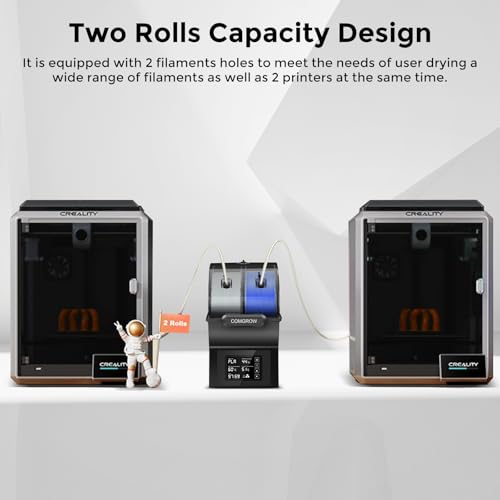 Comgrow Filament Dryer Box, SH02 Dry Box Filament Sealed Storage Box 3D Printer 2 Spools Holder with PTC Fast Heater, Filament Dehydrator with Touch Screen Compatible with PLA PETG TPU ABS 1.75/2.85mm - color: Graphite Black