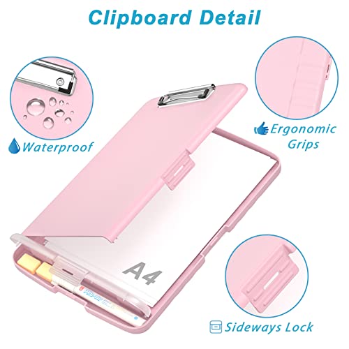 Rimilak Clipboard with Storage, 8.5 x 11'' High Capacity Clip Board, Pink - color: Pink