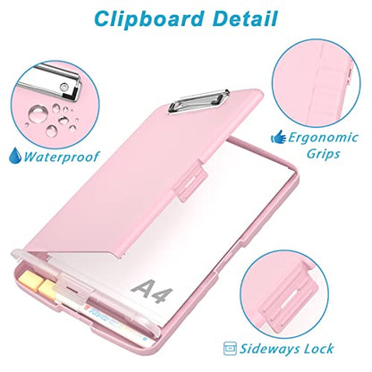 Rimilak Clipboard with Storage, 8.5 x 11'' High Capacity Clip Board, Pink - color: Pink