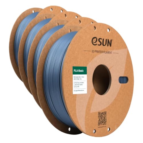 eSUN PLA Basic Filament 1.75mm, 3D Printer Filament High Speed PLA for Fast Printing, 1KG Spool (2.2 LBS) 3D Printing Filament for High Speed 3D Printers, Grey (Pack of 4) - color: Gray, size: 4KG
