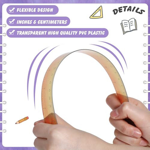 60 Pcs 12 Inch Bulk Plastic Clear Rulers, School Supplies, Oil Painting - color: Oil Painting