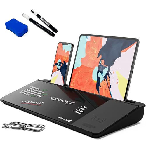DeskBoard Buddy Desktop Whiteboard + 2 Markers (Black with Wireless Charger) - color: Black With Wireless Charger
