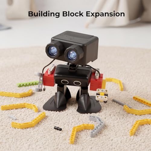 ELECFREAKS microbit PU Robot Kit with 2 Micro:bit Board, Programming Starter Kit for makecode, Smart Rhythm Interaction, Compatible with Building Block, microbit Joystick Control