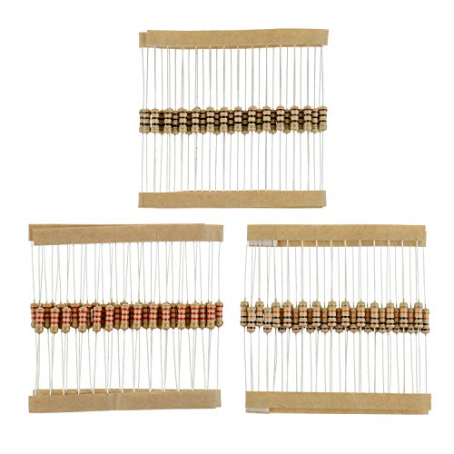 BOJACK 1000 Pcs 25 Values Resistor Kit 1 Ohm-1M Ohm with 5% 1/2W Carbon Film Resistors Assortment - size: 1/2 W