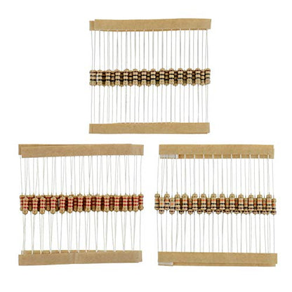 BOJACK 1000 Pcs 25 Values Resistor Kit 1 Ohm-1M Ohm with 5% 1/2W Carbon Film Resistors Assortment - size: 1/2 W