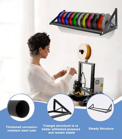 2 Tier Wall Mount Filament Storage Rack Holds 20 Rolls 1KG 3D Printer Spool - color: Small