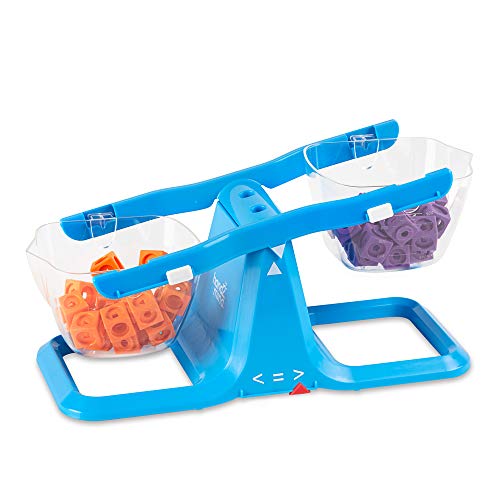 hand2mind Blue Nestable Bucket Balance, Clear Double Bucket Balance Scale for Liquids and Solids, Easy to Assemble Kids Scale, Space Saving Storage Base, Balance Scale for Classroom (Set of 1) - style: Set of 1