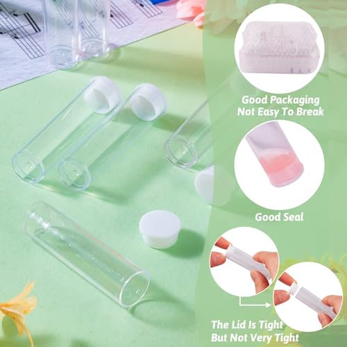 Craftdady 100Pcs Transparent Clear Plastic Small Empty Storage Tubes Bead Container Set Test Bottles Organizers Boxes with Lid 2.16x0.59 (55x15mm) - color: 100 tubes, 55x15mm, Clear