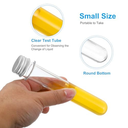 PATIKIL 50ml Test Tubes Set, 15pcs Plastic Clear Round Bottom Test Tube - size: 50ml