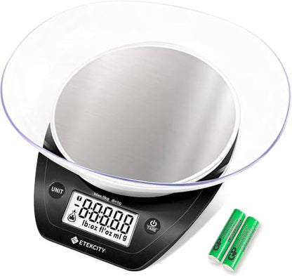 Etekcity 0.1g Food Scale, Bowl, Digital Grams and Ounces for Weight Loss, Dieting, Baking, Cooking, and Meal Prep, 11lb/5kg, Stainless Steel Black (Pack of 12) - color: Dark Black, size: 11lb (Pack of 12)