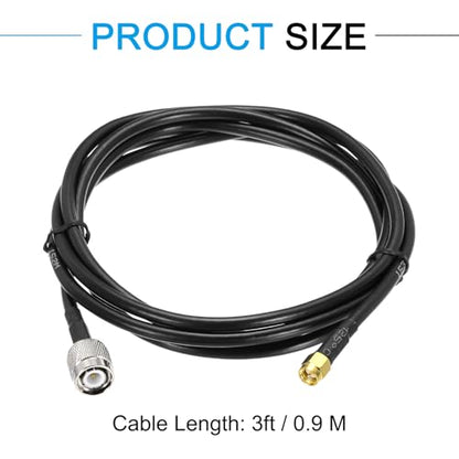 MECCANIXITY 3ft/0.9 M RG58 SMA Male to TNC Male Coaxial Cable, 50 Ohm, Low Loss, for CB Radio, GPS Antenna, Wi-Fi Radios, RF Device - size: 3ft/0.9 M