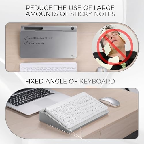 TOWON Glass Desktop Whiteboard with Storage 12x7 in, Metallic Silver - color: Metallic Silver