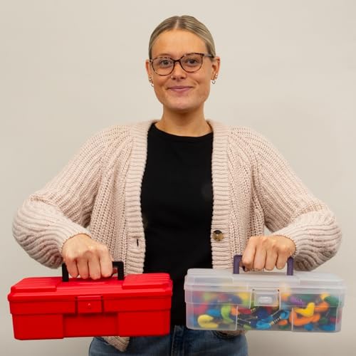 Akro-Mils 12-Inch ProBox Plastic Toolbox for Tools, Hobby or Craft Storage Toolbox, Model 09912, (12-Inch x 5-1/2-Inch x 4-Inch), Red - size: 1 Pack