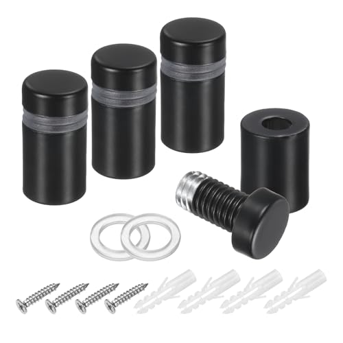 uxcell 4Pcs Sign Standoff Screws, 15/32" x 25/32" Stainless Steel Wall Standoff Mount Hardware Advertising Glass Nail for Glass Acrylic Panel Picture Frame, Black - size: 15/32" x 25/32"