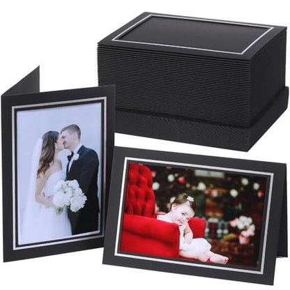 50 Sets Photo Frame Cards with Envelopes 4x6 Paper Picture Frames Bulk - color: Black, size: 4X6