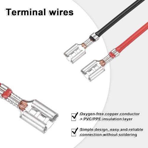MECCANIXITY 10Pcs Double Head Female Spade Crimp Terminal w 30cm Wire 4.8mm - size: 4.8mm