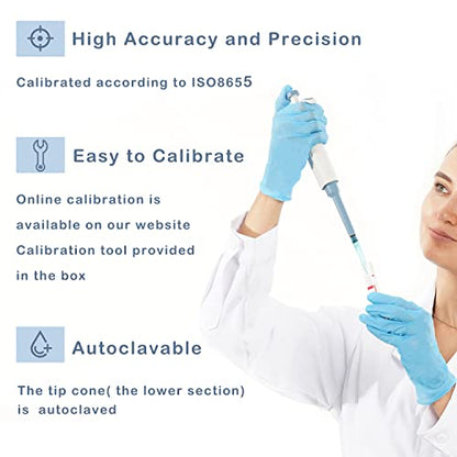 ONiLAB Lab Micropipette, Single Channel Adjustable Pipettor, 50-200ul - style: 50-200ul