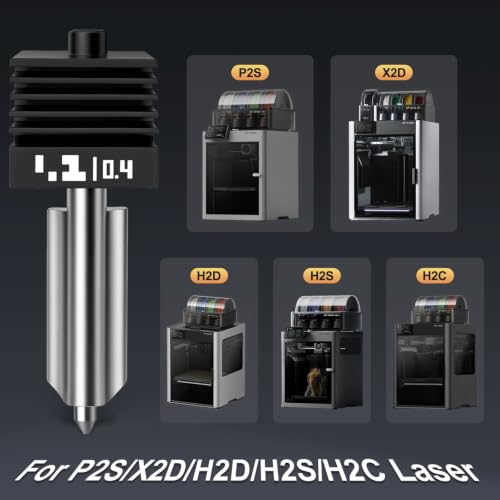 3PCS P2S Hotend Kit with Hardened Steel Nozzle for Bamboo lab H2D/H2S/H2C/X2D/P2S 3D Printer, One-Piece Integrated Design for Reduced Clogging (0.2+0.4+0.6) - size: 0.2+0.4+0.6（Standard Edition）