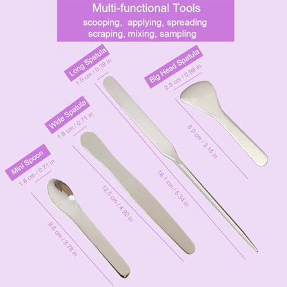 Mini Makeup Cosmetic Spatula Set, 304 Stainless Steel, 4PCS