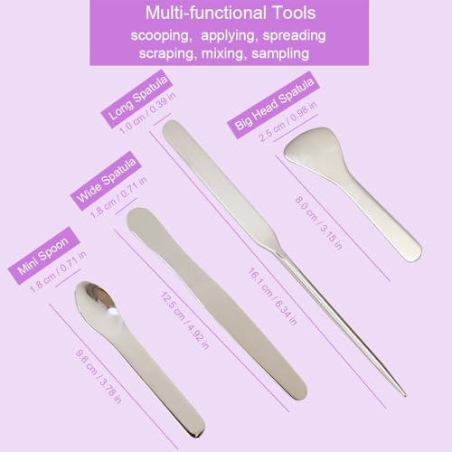 Mini Makeup Cosmetic Spatula Set, 304 Stainless Steel, 4PCS