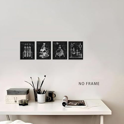 Chemistry Wall Art,Black and White Science Explore Poster 8x10Inch - color: 8x10inch (Unframed)h