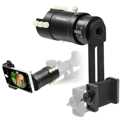 Astromania Rifle Scope Mount Camera Adapter - Phone Scope Adapter for Hunting Teaching & Bird Watching- Premium Aluminum, Featuring a 360-degree Angle Adjustment Smartphone Holder with Extension Tube