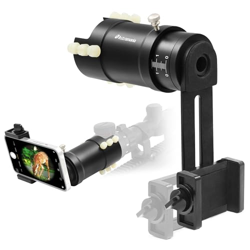 Astromania Rifle Scope Mount Camera Adapter - Phone Scope Adapter for Hunting Teaching & Bird Watching- Premium Aluminum, Featuring a 360-degree Angle Adjustment Smartphone Holder with Extension Tube