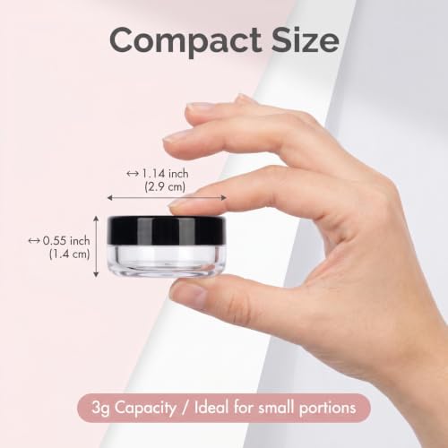 3 Gram Sample Containers 100 Count Empty Lip Balm Containers with Labels - color: Black