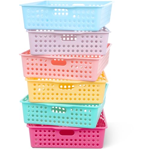 6 Pack Turn‑in Paper Trays for Classroom, Pastel - color: Pastel