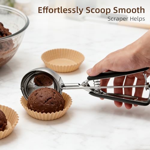 Extra Large Ice Cream Scoop 80MM, Trigger Release Stainless Steel Cookie Scoop, Portion Scoop 5.28 oz/150ml, Commercial Food Disher, for Portion Control, Cookie Dough, Cupcake Batter (10 Tablespoon) - size: 10 tbsp