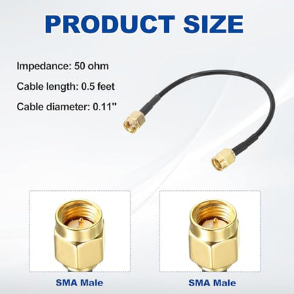 uxcell SMA Male to SMA Male Coaxial Cable 50 Ohm 0.5 Feet RG174 - size: 0.5 Feet