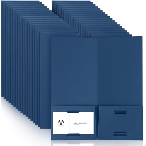 Henoyso 100 Pcs 4 x 9 Inch Mini Presentation Folders 2 Pocket, Navy Blue - color: Navy Blue