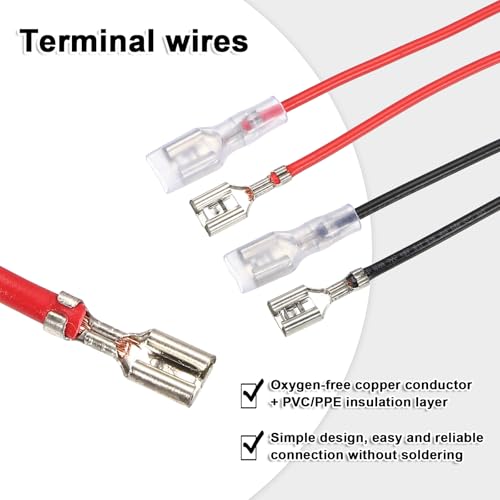 MECCANIXITY 10pcs Double Head Female Spade Crimp Terminal 2.8mm 20cm Wires - size: 2.8mm, 20cm L