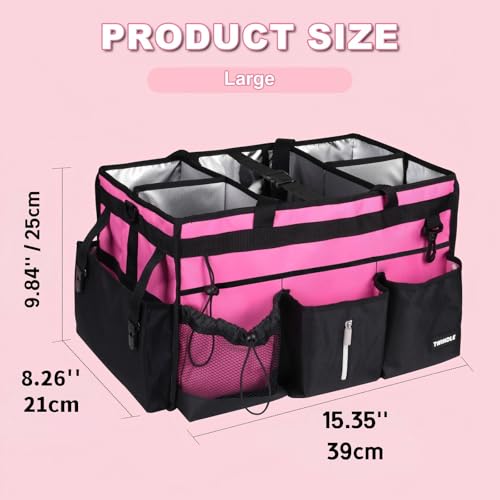 Large Cleaning Caddy Bag With Detachable Divider,Caddy Organizer With Handle,Cleaning Supply Storage With Adjustable Shoulder Strap & Waist Belt For Cleaners,Cleaning Housekeepers - color: Rose Pink, size: Large