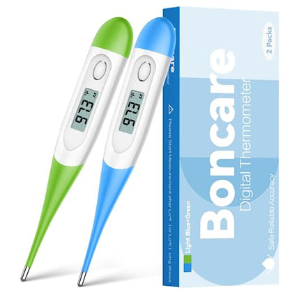 Boncare Rectal Thermometer for Baby 2 Packs (Light Blue+Green) - color: Light Blue+Green