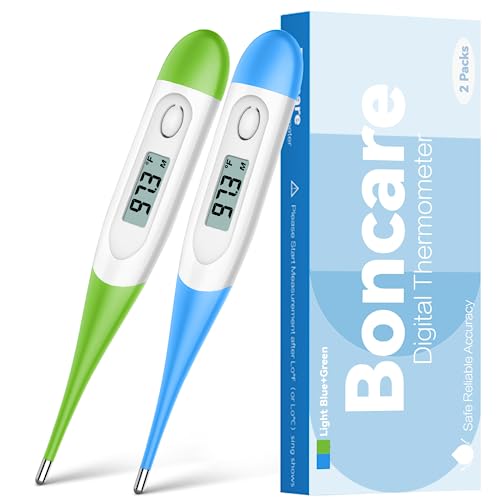 Boncare Rectal Thermometer for Baby 2 Packs (Light Blue+Green) - color: Light Blue+Green