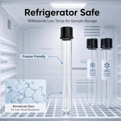 10pcs 20x150mm Glass Test Tubes, 30ml Boro Clear Propagation Tube for Plants, Tube Vials Container with Black Screw Cap, Scientific Experiment Candy Storage Crafts Small Bottle Jars - size: 20x150