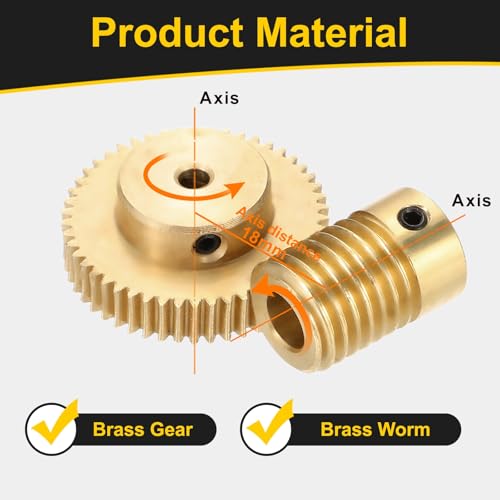 uxcell Worm Gear Set Right Rotation 50T 0.5 Module 1:50 Reduction Rate - size: Gear-3mm, Rod-6mm Bore, style: 0.5M-50T
