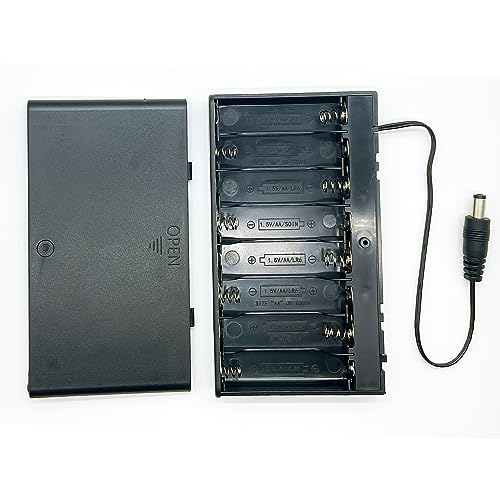 OPSFALCON 8 AA Battery Holder, 8AA Battery Case Box Holder, 8 x 1.5V AA Battery Holder Case Box with On/Off Switch and Cover, with DC Cable, 12V, 2-Pack (8AA-2PCS) - size: 8AA-2Pack