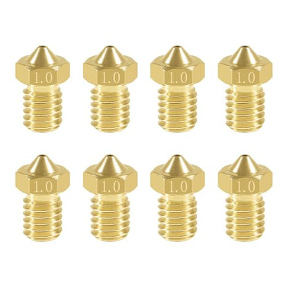 Aokin 8 Pcs 1.0mm Extruder Nozzles 3D Printer Brass Nozzles for E3D V5 V6 1.75mm Filament 3D Printer - color: 1.0mm