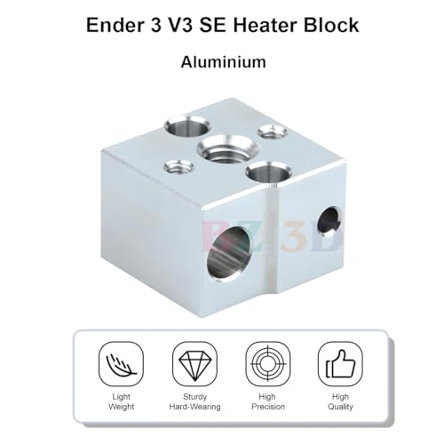 Ender 3 V3 SE Heater Block for Ender 3 V3 SE,Ender 5 S1,Ender 7 3D Printer Hotend,Ender 5 S1 Aluminium Heating Block Upgrade with Silicone Socks.(2PCS)
