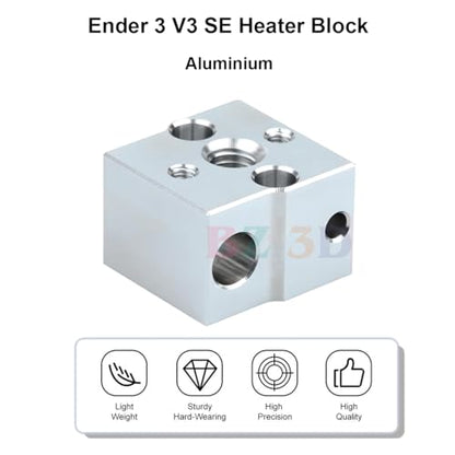 Ender 3 V3 SE Heater Block for Ender 3 V3 SE,Ender 5 S1,Ender 7 3D Printer Hotend,Ender 5 S1 Aluminium Heating Block Upgrade with Silicone Socks.(2PCS)