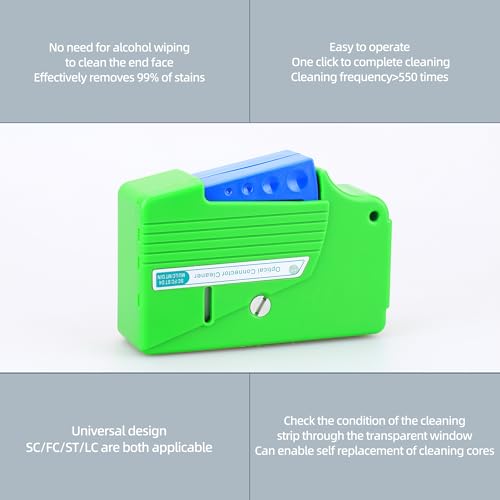 Fiber Optic Cleaning Box for SC/LC/FC Connectors, Professional Fiber Adapter Port Cleaner Kit - size: 1PCS, style: Green cleaning box