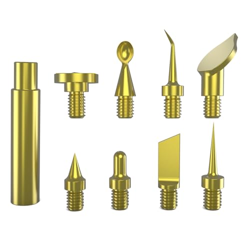 3D Printing Accessories Prints Finished Brass Trimming Head: 8Pcs Trimmer Head with 1Pcs Connector Threaded Mating Design Compatible with Standard 936 Universal Soldering Iron Tip Bczamd - color: Trimming Tips