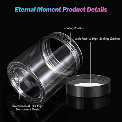 Eternal Moment 36 Pack 3 OZ Plastic Jars Clear Cosmetic Container with Lids - color: Black Lid, size: 3 Ounce