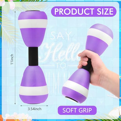 Seenelling Water Aerobics Set for Adults Neoprene Swim Gloves 2 Foam Aquatic Dumbbells Pool Exercise Equipment Water Weights for Aquatic Fitness Low Impact Pool Workouts - color: Purple
