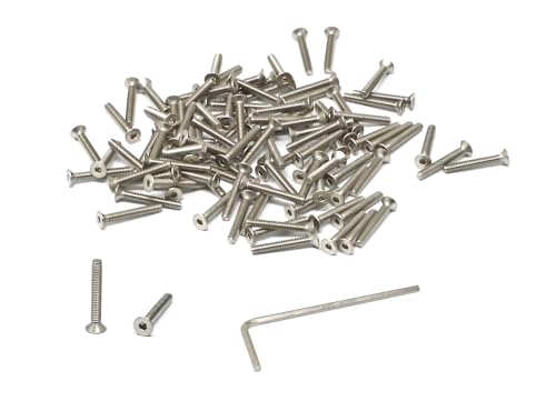iexcell 100 Pcs M2 x 14mm Thread Pitch 0.4 mm Stainless Steel 304 Hex Socket Flat Head Cap Screws Bolts Kit - size: M2 x 14mm