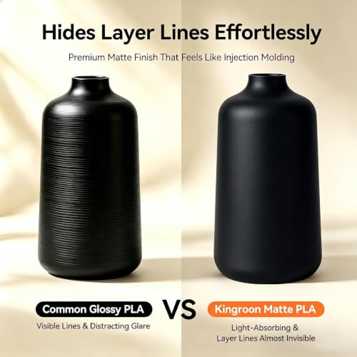Kingroon Matte PLA Filament 1.75mm 3D Printer Filament Matte Filament 1kg Dimensional Accuracy +/- 0.02 mm (Matte Black) - color: Matte Black