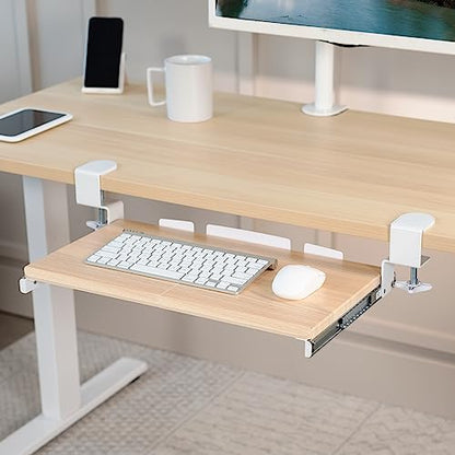 VIVO Light Wood Clamp-on 20 x 11 in Keyboard Tray, MOUNT-KB05ES-A - color: Light Wood, size: 20 inch
