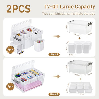 Citylife 17QT 2Packs Clear Craft Organizers and Storage Bins with Lids - size: 17 Qt- 2 Pack- W